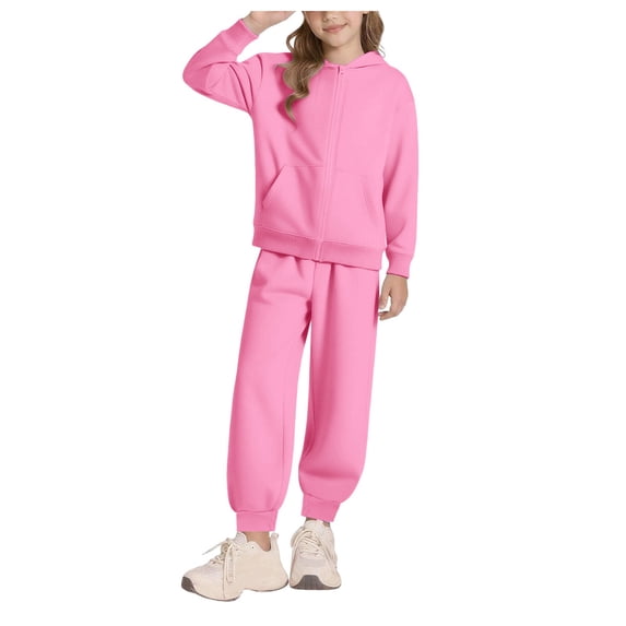 Fall Outfits For Girls Girls Winter Outfits Girls Sweat Suit Set 2 Piece Soft Fleece Zip Up Hoodie and Athletic Jogger Sweatpants for Girls