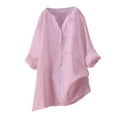 thumbnail image 1 of Fall Outfits For Women 2025 Solid Color Stand Up Collar Shirt, Long Sleeve Cotton Casual Top 1pc, Pink XL, Size S-5XL, 1 of 3