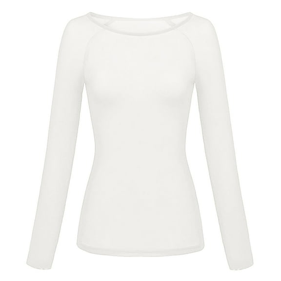 Fall Outfits For Women 2025 Solid See Through Top, Long Sleeve Seamless Arm Shaper Mesh Shirt Blouse, White M, Size S-2XL