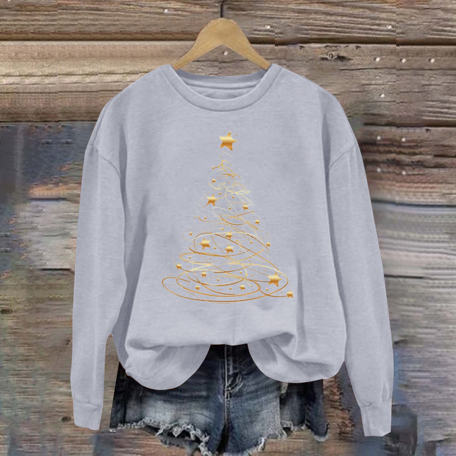 Fall Outfits for Women 2024 Women's Fall Christmas Print Long Sleeve