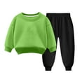 thumbnail image 1 of Fall Outfits for Boys Girls 3 4 5 6 7 8 9 Years Old Warm Cotton Crew Neck Long Sleeve Pullover and Pant 2 Piece Sets (5T, Green), 1 of 3
