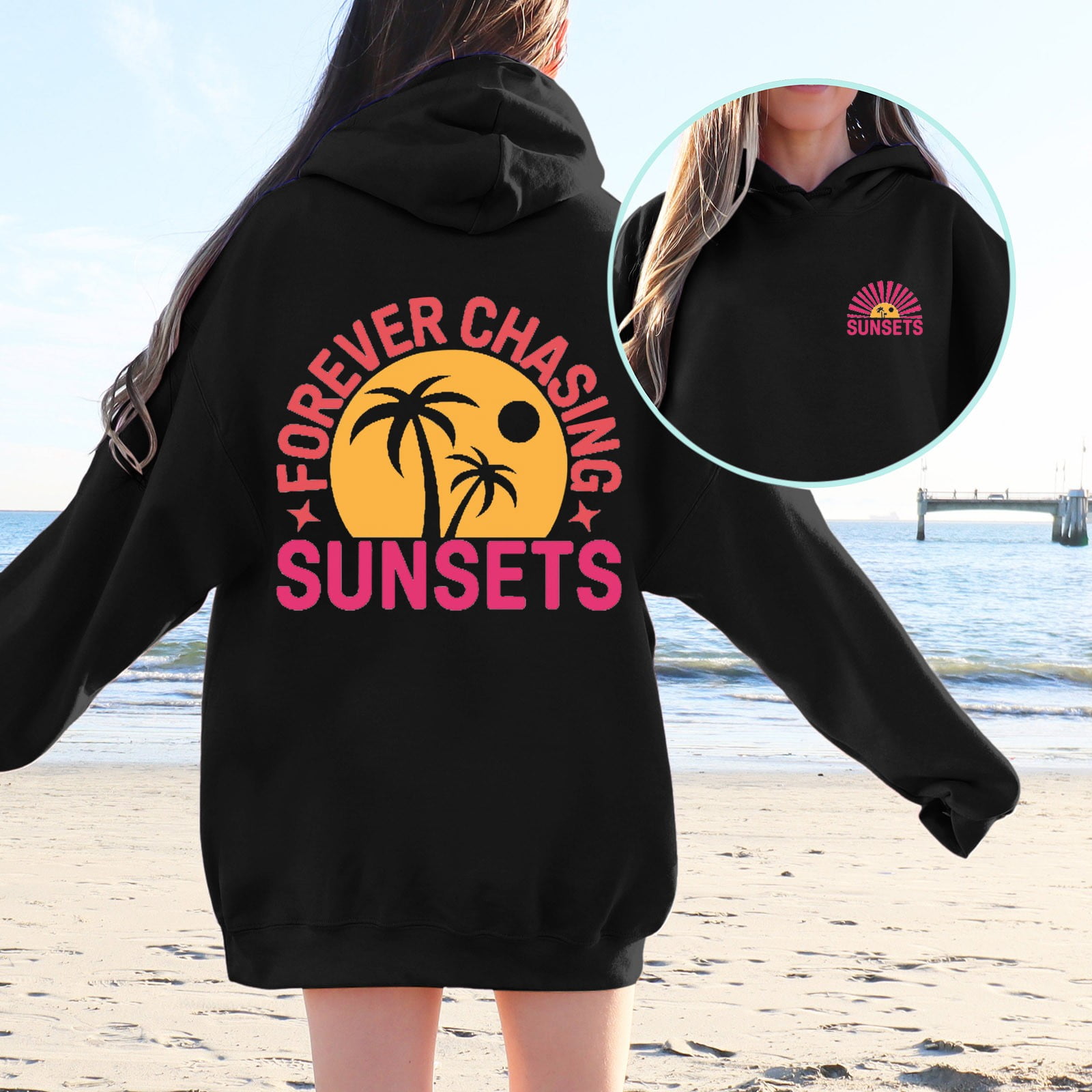 Fall Outfits for Women 2024 Womens 2024 Sunset Top Crew Neck Hoodies