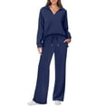 thumbnail image 1 of Fall Outfits for Women 2025 2 Piece Lounge Sets Long Sleeve Sweatshirt and Wide Leg Pants Tracksuits Casual Sweatsuit Dark Blue M, 1 of 4