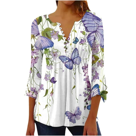 Fall Outfits for Women 2025 Cute Tops Plus Size Fall White 3/4 Sleeve Shirts Plus Oversized Sweatshirt Cotton