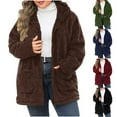 thumbnail image 1 of Fall Outfits for Women 2025 Fall Outfits for Women 2025 Hooded Zipper Long Sleeved Solid Color Double-Sided Plush Long Sleeved Hooded Casual Jacket, 1 of 7