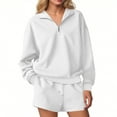 thumbnail image 1 of Fall Outfits for Women 2025 Fashion Quarter Zipper Sweatshirt Shorts Sweatsuits 2 Piece Set Tracksuit XS-XXL, 1 of 7