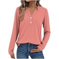 thumbnail image 1 of Fall Outfits for Women 2025, Yigetop Women Fashion Casual Long Sleeve Button Tops Shirts Blouses Tops Long Sleeve Shirts for Women Pink 3XL, 1 of 6