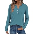 thumbnail image 1 of Fall Outfits for Women 2025, Yigetop Women Fashion Casual Long Sleeve Button Tops Shirts Blouses Tops Long Sleeve Shirts for Women Sky Blue 3XL, 1 of 6
