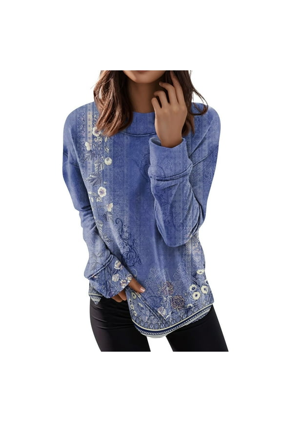 Fall Outfits for Women 2026 Long Sleeve Warm and cozy all through autumn and winter M Blue Fall Top