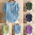 thumbnail image 1 of Fall Outfits for Women 2026 Tops for Teachers Linen Relaxed Fit Button Down Shirts Stretch Vacation Clothes Loose Fit Tunic Shirts, Green,XL, 1 of 4