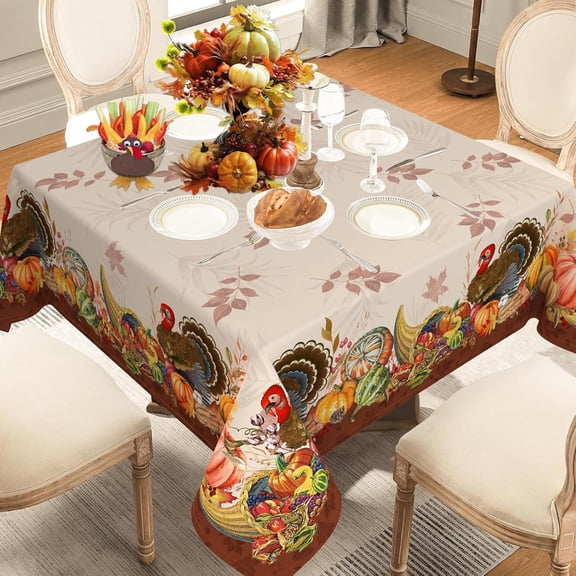 Fall Oval Tablecloth 60×84 Inch,Fall Pumpkin Tablecloths Thanksgiving Washable Table Cover, Autumn Decoration Table Cloths for Party Picnic Dinner Table Decor
