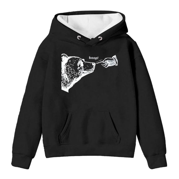 Fall Oversize Hoodies For Women Animal Bear Print Long Sleeve with Pocket Y2k Winter Hooded Sweatshirts