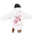 thumbnail image 1 of Fall Oversize Hoodies For Women Cherry Letter Print Long Sleeve Hooded with Pocket Winter Fashion Sweatshirts White, 1 of 5