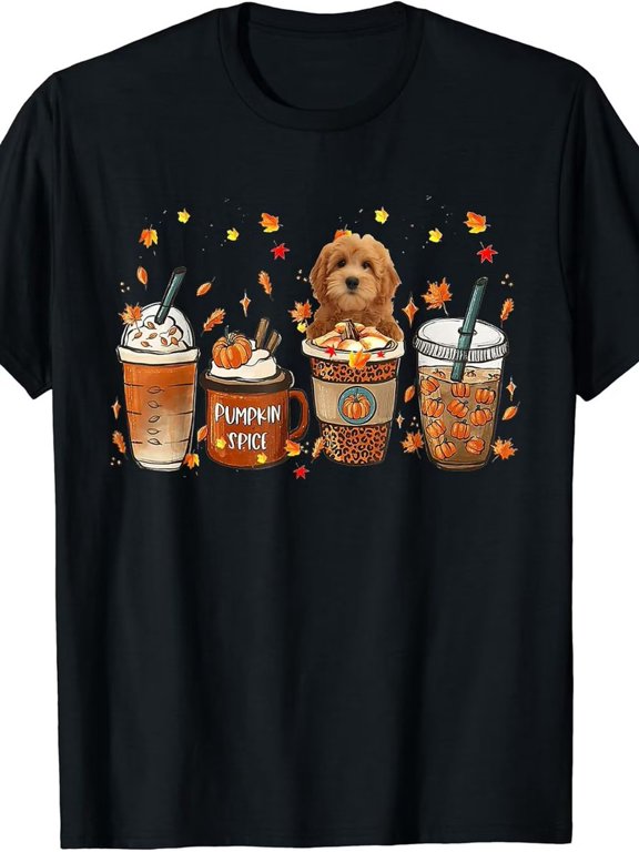 Fall Oversized 180gsm Heavyweight Golden Doodle Coffee Men Graphic T-Shirt, Size S-5XL