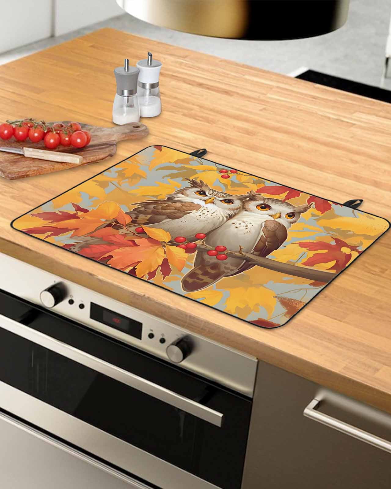 Fall Owl Stove Top Covers for Electric Stove, Heat Insulation Fireproof