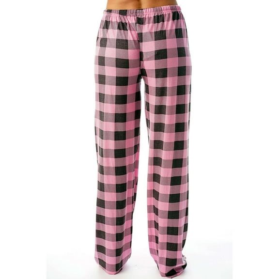 Fall Pajama Pants Plaid Stretchy Lightweight Elastic Waist Pant Drawstring Wide Leg Loose Fit Winter Christmas Fashion Pj Bottoms Pink S