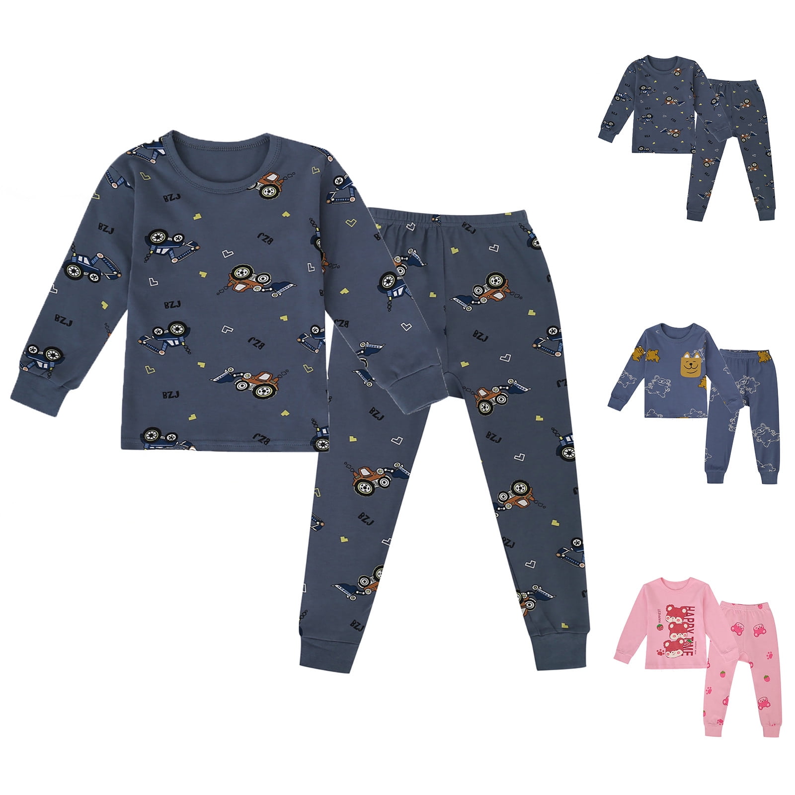 Fall Pajamas Kids Trcuk 2 Piece Pjs Sets Short Sleeve Top Long Pants ...