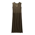 thumbnail image 1 of Fall Pajamas for Women New Women Cotton Sleeveless Nightgown Soft Comfy Tank Sleepdress Flowy Pleated Plus Size Nightdress Army Green XXL, 1 of 7