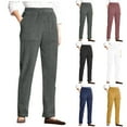 thumbnail image 1 of Fall Pants for Older Women - Elastic High Waisted Corduroy Pull On Loose Fit Slacks with Pockets Blue L, 1 of 6