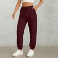 thumbnail image 1 of Fall Pants for Women 2025 Athletic Cuffed Joggers with Pockets Comfy Fashion Baggy Wine M, 1 of 4