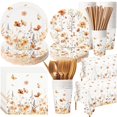 Fall Party Supply Set for 50 Guests, Earthy Orange Wildflower Design ...