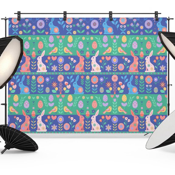Fall Photo Backdrop 5x7 ft Purple Green Bunny Photography Backdrops Curtains Picture Wall Covering Floral Rabbit Thanksgiving Photo Booth Drapes for Backdrop Wedding Party Birthday Background Screen