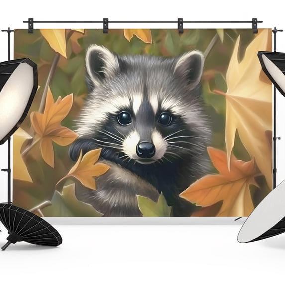 Dfalling Background Fall Photo Backdrop 5x7 ft Raccoon Photography Backdrops Curtains ...
