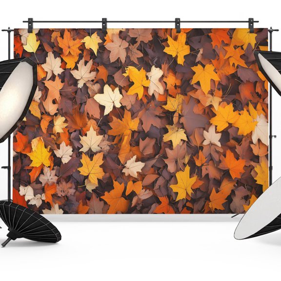 Fall Photo Backdrop 8x10 ft Orange Fallen Leaves Photography Backdrops Curtains Wall Covering Autumn Leaf Landscape Thanksgiving Photo Booth Drapes for Backdrop Wedding Party Birthday Background