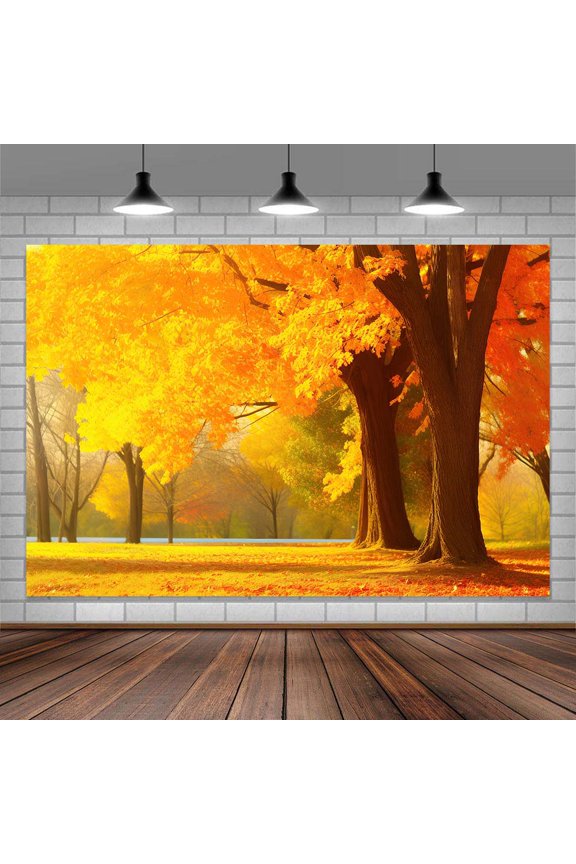 Fall Photography Backdrop, Autumn Forest Maple Leaves Backdrop, Thanksgiving Party Farm Harvest Friendsgiving Background Party Decorations Banner Photo Booth Props,10X6ft