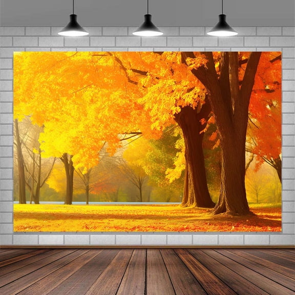 Fall Photography Backdrop, Autumn Forest Maple Leaves Backdrop, Thanksgiving Party Farm Harvest Friendsgiving Background Party Decorations Banner Photo Booth Props,5X3ft