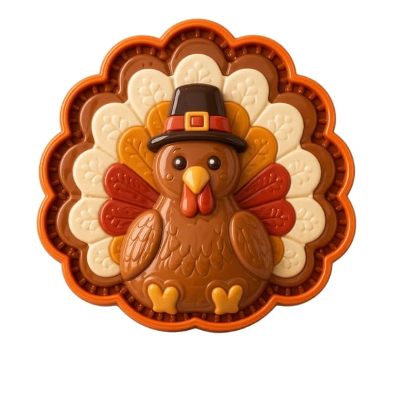 Fall Pie Mold Thanksgiving Cookie Stamp 3D Embossed Turkey Dough Cutter 4.8"x4.1" 1 Pc