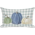 thumbnail image 1 of Fall Pillow Cover 12x20 Inch Three Oil Painting Pumpkins Light Blue Plaids Pillowcase Autumn Decor Throw Pillowcase Lumbar Cushion for Couch Sofa Bedroom Home, 1 of 6