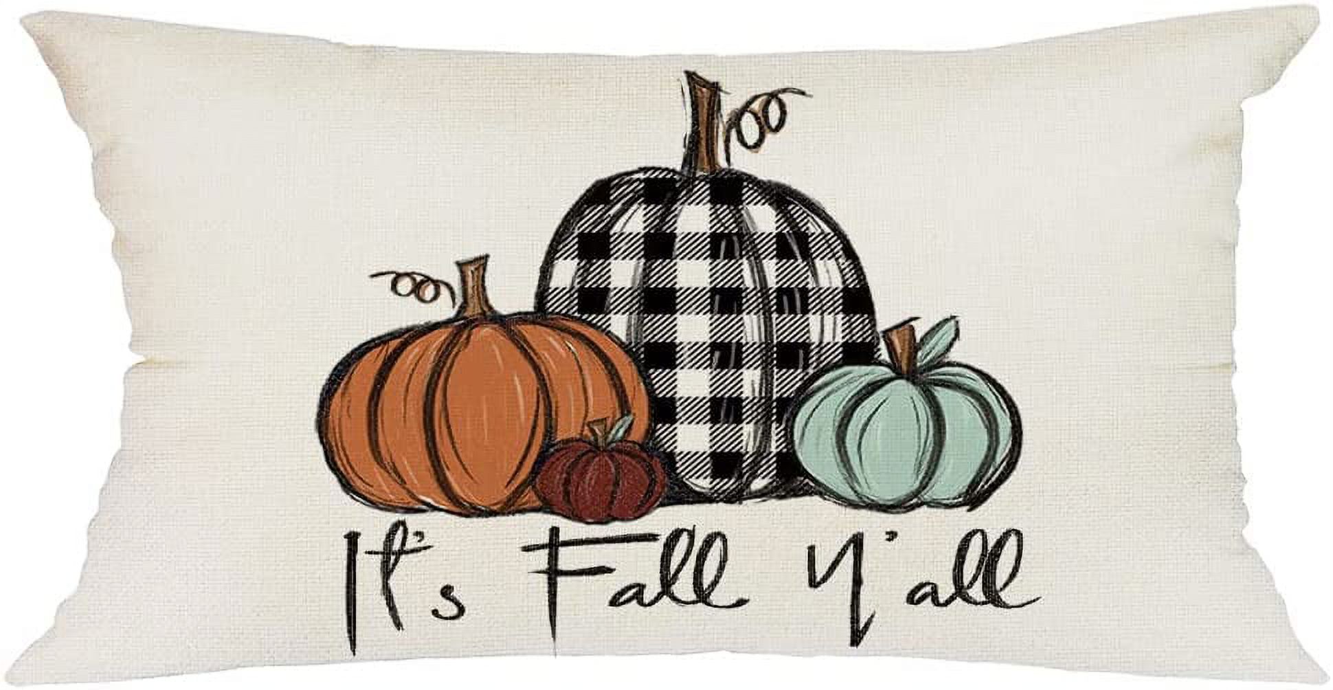 Fall Pillow Cover 18x18 for Fall Decor Farmhouse Thanksgiving Buffalo
