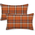 thumbnail image 1 of Fall Pillow Covers 12 x 20 Inch Set of 2 Autumn Orange Navy Blue Plaid Throw Pillows Outdoor Decorative Harvest Thanksgiving Pillowcases Linen Cushion Cases for Farmhouse Home Bed Sofa Couch, 1 of 6