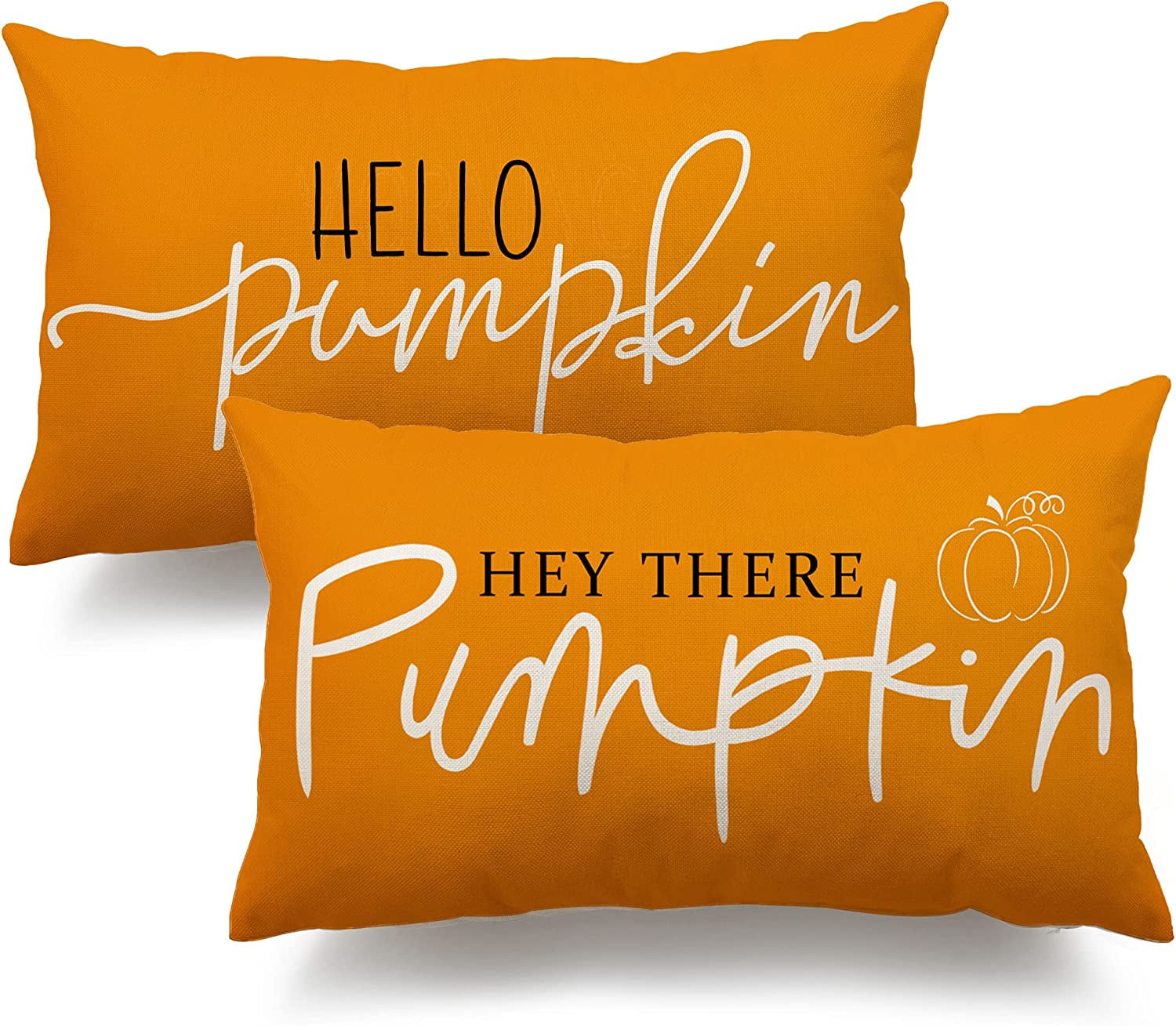 Fall Pillow Covers 12x20 Autumn Orange Lumbar Decorative Hello Pumpkin