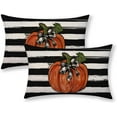thumbnail image 1 of Fall Pillow Covers 12x20 Black Watercolor Stripes Pumpkin Decor Throw Pillows Case for Couch Autumn Harvest Indoor Outdoor Decorative Cushion Cases for Sofa Bed Decorations Set of 2, 1 of 6