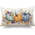 thumbnail image 1 of Fall Pillow Covers 12x20 Inch Fall Thanksgiving Orange Blue Green Pumpkin Maple Leaf Lumbar Pillow Covers Polyester Fall Decoration for Home Couch, 1 of 6