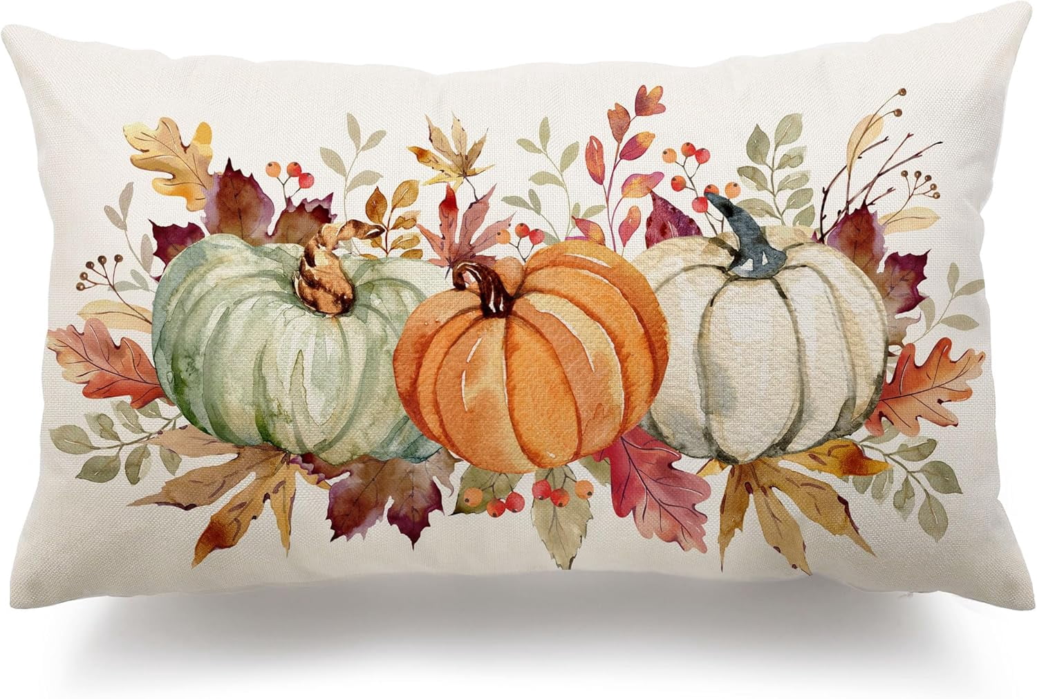 Fall Pillow Covers 12x20 Inch Fall Thanksgiving Orange White Green ...