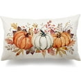 thumbnail image 1 of Fall Pillow Covers 12x20 Inch Fall Thanksgiving Orange White Pumpkin Maple Leaf Lumbar Pillow Covers Polyester Fall Decoration for Home Couch, 1 of 6