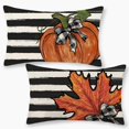 thumbnail image 1 of Fall Pillow Covers 12x20 Set of 2 Orange Pumpkin Maple Leaves Stripes Fall Decor Pillowcase Autumn Harvest Decorative Outdoor Throw Pillow Covers Linen Thanksgiving Cushion Case for Sofa Home, 1 of 6