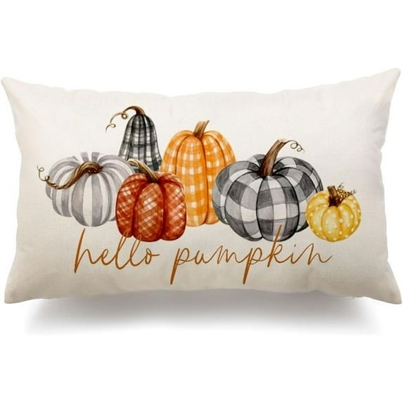 Fall Pillow Covers 12x20 inch Fall Decoration Various styles of pumpkins decor Autumn Pillow Cover Thanksgiving Decoration for Home Couch 071G