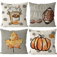 thumbnail image 1 of Fall Pillow Covers 16x16 Inch Set of 4 Fall Football Pumpkin Maple Leaf Throw Pillowcase Holiday Home Decor Sofa Bedroom Cushion Case Outdoor Indoor Decorations, 1 of 6