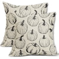 thumbnail image 1 of Fall Pillow Covers 16x16 Set of 2 Balck Pumpkin Autumn Themed Thanksgiving Harvest Print Decorative Throw Pillows Outdoor Pillowcase Farmhouse Linen Cushion Case Decor for Sofa Couch Bed, 1 of 6