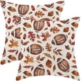 thumbnail image 1 of Fall Pillow Covers 18 x 18 Inch Set of 2 Brown Football Throw Pillows Outdoor Decorative Thanksgiving Autumn Maple Leaves Pillowcases Linen Cushion Cases for Farmhouse Home Bed Sofa Couch, 1 of 6