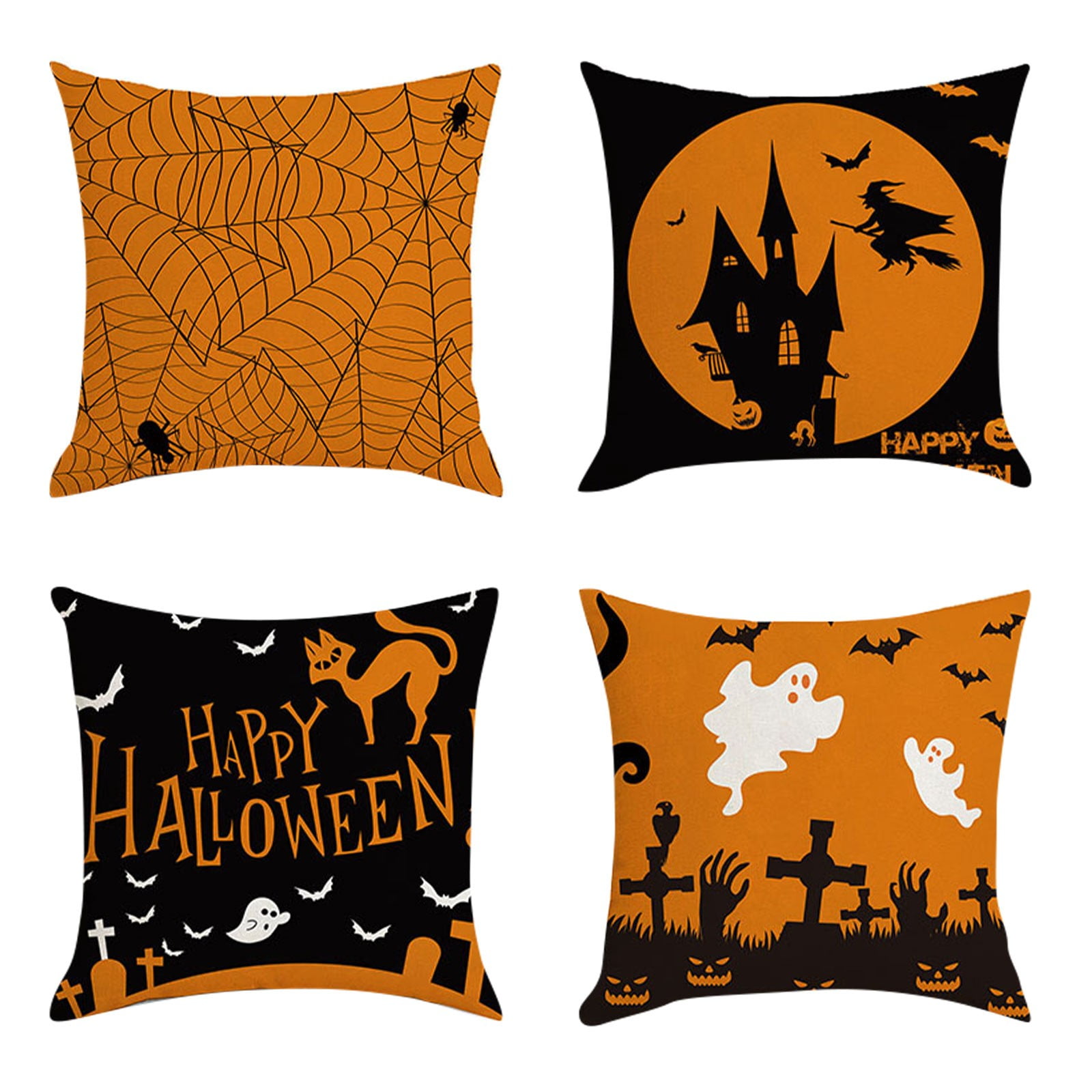 Fall Pillow Covers 18 x 18 Inch Set of 4, Pumpkin Home Sweet Home