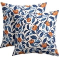 thumbnail image 1 of Fall Pillow Covers 18x18 Inch Blue and Orange Pumpkin Leaf Autumn Harvest Outdoor Decorative Throw Pillows Set of 2 Thanksgiving Holiday Pillowcases for Couch Home Decor, 1 of 6