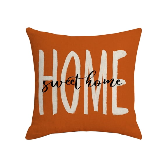 Fall Pillow Covers 18x18 Inch Orange Pumpkin Throw Indoor Soft Home ...