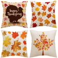 thumbnail image 1 of Fall Pillow Covers 18x18 Inch Set of 4 Harvest Pumpkins Leaves Autumn Holiday Rustic Linen Pillow Case Farmhouse Decorations Thanksgiving Fall Decor for Sofa Couch Indoor Outdoor, 1 of 5
