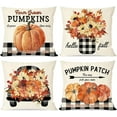 thumbnail image 1 of Fall Pillow Covers 18x18 Inch Set of 4 Pumpkin Leaves Floral Truck Mason Jar Buffalo Plaid Outdoor Farmhouse Autumn Fall Decorations Decorative Throw Pillow Cases for Home Couch Porch Decor, 1 of 6