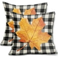 thumbnail image 1 of Fall Pillow Covers 18x18 Set of 2 Autumn Fallen Leaves Maple Leaf Print Black Buffalo Plaid Throw Pillows Thanksgiving Outdoor Decorative Outdoor Pillowcase Linen Square Cushion Cover for Couch Sofa, 1 of 6